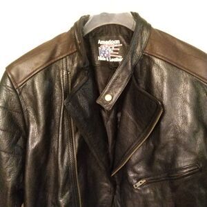 American Hide And Leather Motorcycle Biker Jacket Sz M Med Medium Black